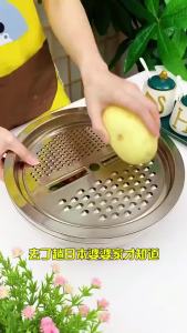✅SG Ready Stocks✅ 3 in 1 Vegetable Slicer Stainless Steel Grater Drain Basket Kitchen Cutter Stainless steel grater set (3 pieces) Grater