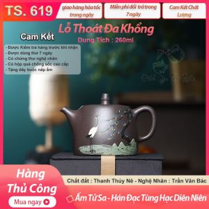 Ấm hán đạc tùng hạc diên niên - Thanh thủy nê - Trần Văn Bác - 260ml -TS619