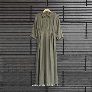 Ghanimi - Elena Dress / Gaun Rayon Polos / Dress Rayon / Dress Polos / Gamis Polos / Gamis Panjang / Dress Casual / Gamis Polos / dress kondangan / gamis kondangan / gamis terbaru