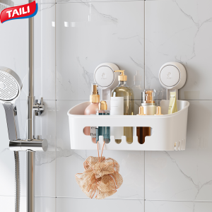 TAILI ชั้นวางของในห้องน้ำ2ชิ้นชั้นวางของในห้องน้ำแบบดูดติดที่ถอดออกได้ชั้นเก็บของแชมพูห้องน้ำไม่มีรูชั้นวางอุปกรณ์อาบน้ำติดผนังห้องน้ำประหยัดพื้นที่ที่วางของที่วางของกันน้ำชั้นวางของห้องครัวสำหรับห้องน้ำห้องครัวสีชมพูสีฟ้าสีเทาสีขาว