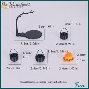 【The Warmheart】 4PCS Outdoor Camping Micro Landscape Decoration Doll House Mini Hanging Stove And Fire Pile Scene Accessory