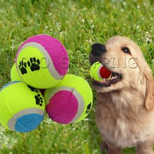 ลูกเทนนิสสำหรับสัตว์เลี้ยง ลูกบอลฝึกสุนัขและแมว โยนเล่นกับสุนัข จัดส่งคละสี Pet plush tennis