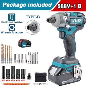 JLD Brushless Impact Tool Cordless Impact Wrench high torsi Brushless impact Baterai 1090V Cordless Electric Impact Wrench Bor impek pembuka baut motor