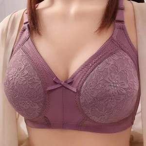 Plus Size Bra 38-46 Cup C D Full Cup No Foam Soft Lace Bras Wireless Push Up Bra Big Size Bralette