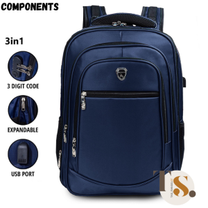 POLO POWER USB Charger Expandable Tas Pria Tas Ransel Pria Laptop PL-7700 Tas Backpack Laptop Tas Ransel Wanita Tas IMPORT Tas Punggung Tas Gemblok Import + Raincover