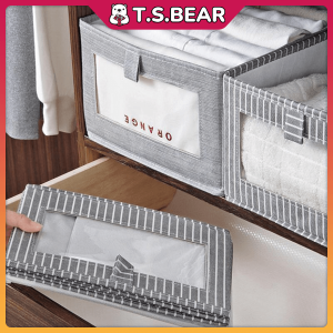 Korea Foldable Storage Box Wardrobe Linen Clothes Storage Box Home Basket Organizer Underwear Toy Storage Space Saving