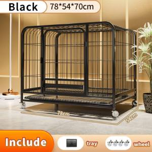 GREENPETS Dog Cage with Roof Large Dog Crate Heavy Duty Pet Cage with Wheels Cat Cage with Removable Tray