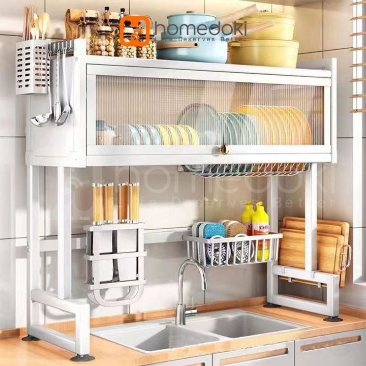 Homedoki Rak piring wastafel / rak wastafel dapur / rak di atas