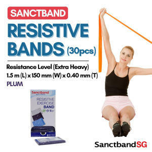 Sanctband Resistance Bands 1.5m length Resistive Bands 30pcs Dispenser Extra Heavy Resistance Band Level 5 Exercise Band Plum Exercise Bands