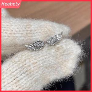 Heabety Cặp vợ chồng cổ điển sáng tạo đôi cánh thiên thần Stud Bông tai Phụ Nữ Punk Studs sinh nhật trang sức quà tặng