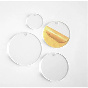 (3pcs) 3mm Acrylic Clear Transparent & Plywood Plain Circle Round Shape DIY Keychain