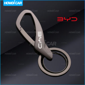 พวงกุญแจโลหะพวงกุญแจรถแหวนคู่ทันสมัยสำหรับ BYD 1ชิ้น