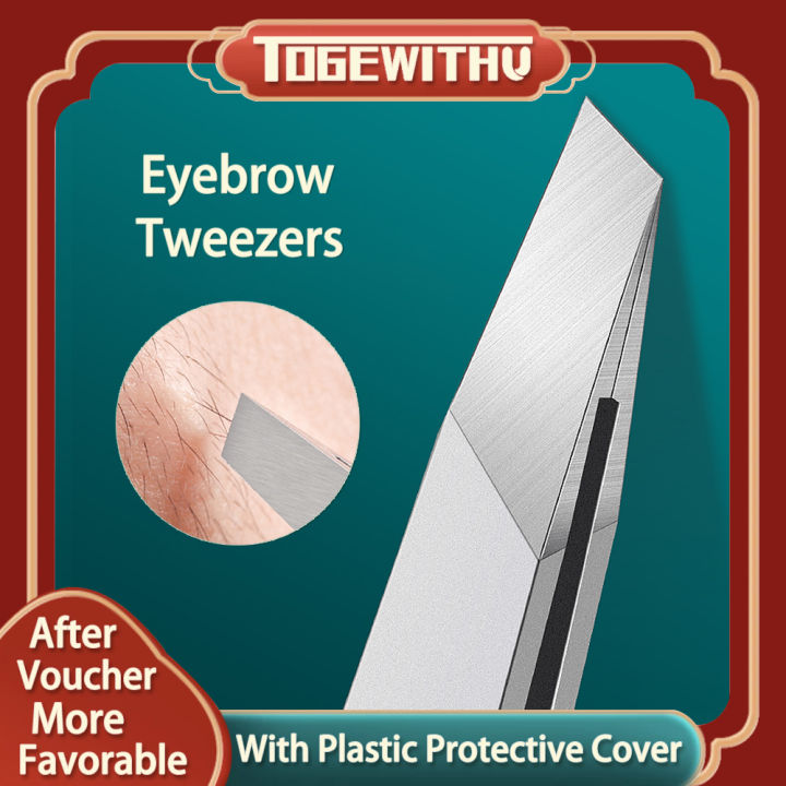 Stainless Steel Slant Tweezer, Precision Tweezers for Eyebrows Ingrown