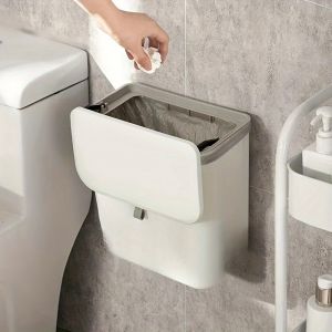 Effortless Cleanup Space-Saving White Wall-Mounted Trash Bin for Kitchen - Durable Plastic Multi-Functional Garbage Storage