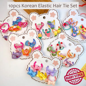 10pcs Korean Cute Girls Hair Accessories Set Elastic Hair Tie Birthday Gift For Kids Baby Pengikat Rambut Budak Perempuan