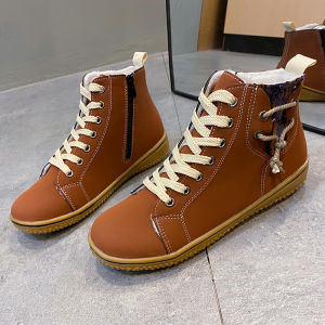 SHUNAICHI Foreign trade new large size snow boots womens flat heel Martin boots independent station winter cotton short boots women