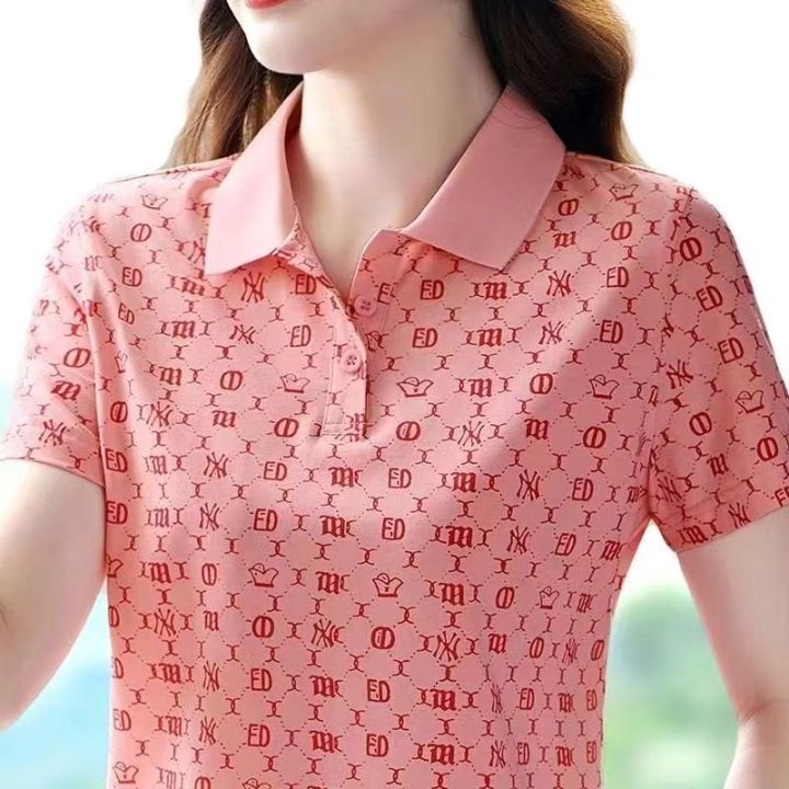 Women's T-shirt Short Sleeved Polo Shirt Summer Casual T-shirt Polo ...