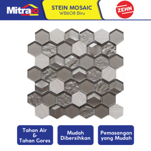 Zehn Keramik Dinding Stein Mosaic WB608 30cm X 305cm X 0.8cm Biru
