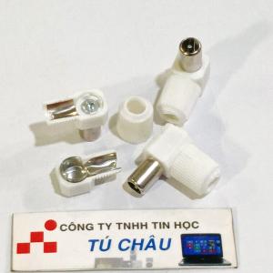 Đầu cắm Tivi Camera... gốc Vuông 90 độ -Chuẩn cắm Anten - RF In Võ nhựa / Túi 2 đầu