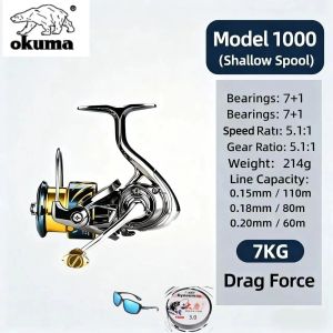 OKUMA 1000-7000 All-Metal Spinning Reel 7 1 Bearings 5.1:1 Gear Ratio 5KG Max Drag Sea and Freshwater Universal Lure Fishing Reel