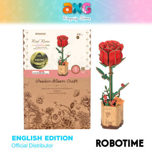 Robotime Rowood DIY Red Rose 3D Wooden Puzzle (TW042) Wooden Flower Puzzle