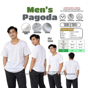 Mens Pagoda T-Shirt Cotton Comfort Fit Mock Neck Collar Breathable Cool Fabric Washable Casual Basic Tee