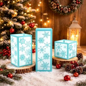 SFFGF 3 PCS Snowflake Christmas Lampshade Xmas Elements Plastic Candle Shade Home Light Decor Decoration Table Lamp Cover Christmas
