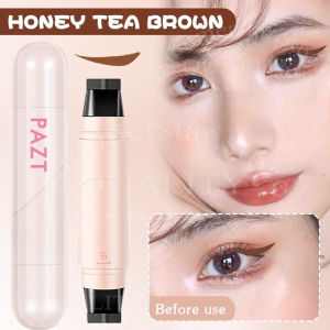 2 In 1 Seal Stamp Double Head Molding Stamp Pen Convenient And Long-Lasting Integrated Lazy Waterproof Non-Smudge Double-Headed Eyeliner Stamp Fast Dry Non-Smudge Suit Beginners Easy Winged Eyeliner Tool Long-Lasting Waterproof (Black/Brown)