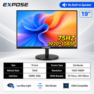 EXPOSE 27 Inch 4K Monitor 75Hz Desktop PC LCD IPS UHD Display Gaming Flat Panel Screen HDMI/VGA 27 Inch Monitor