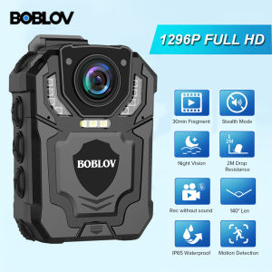 BOBLOV T5/M5 Body Worn Camera  Waterproof Vlogging Camera Video Recorder IR Night Vision Sports Action Camcorder Car Dashcam Motorcycle Camera with Loop Recording Motion Detection
