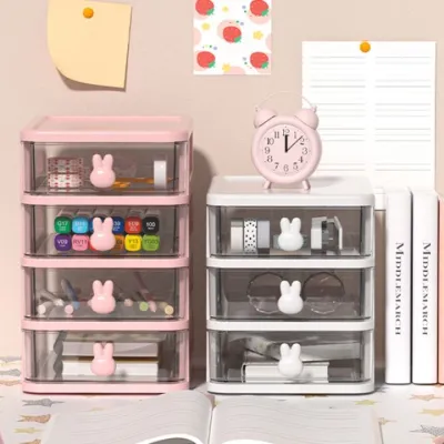 Kệ Tủ Mini Ngăn Kéo Để Bàn Đựng Đồ Tay Cầm Thỏ Bunny DeskKệ đựng phấn mắt trang điểm - tủ nhựa để bàn