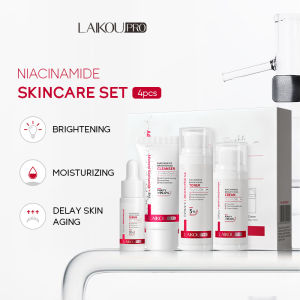 LAIKOU PRO Purity 99.6% Advanced Niacinamide 4pcs Skincare Set Cleanser Toner Serum Cream Anti-Aging Brightening Set