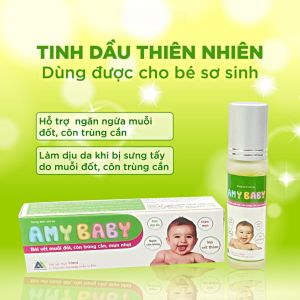 Lăn Muỗi Cho Bé Sơ Sinh AMY BABY 10ml – Dịu Da Giảm Sưng Ngứa Mờ Thâm Ngăn Muỗi Đốt Tiện Lợi