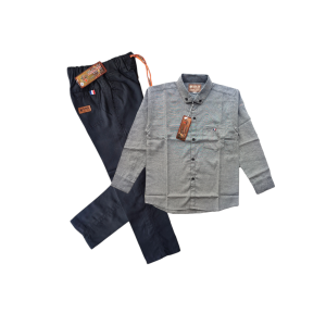 Setelan Anak Laki Laki Kemeja Lengan Panjang Dan Celana Anak Panjang Usia 3-10 Tahun