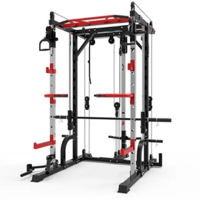 Multifunctional Commercial Power Cage Station Squat Rack Smith Machine with Cable Crossover Alat senaman pelbagai fungsi