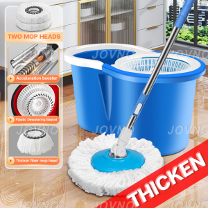 JOVNO Mop with Spinner and Bucket 360° dual-drive flat rotating mop for floor cleaning wet and dry