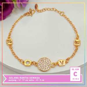 Nice Jewelry Gelang dewasa/remaja rantai jurai love merica perhiasan lapis emas gold GL 220