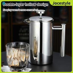 [Jocestyle] Stainless Steel French Press Coffee Maker Double Wall French Press Tea Maker with Micro-Filter Camping Coffee Maker for Camping