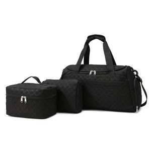 FRIDA BAGS#4065 Functional 3-in-1 quilted nylon travel duffel bag set choice for weekend trips gym.