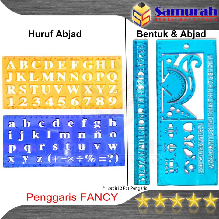 Penggaris Fancy Cetak Bentuk Huruf Abjad 20 cm / Garisan Template Full ...