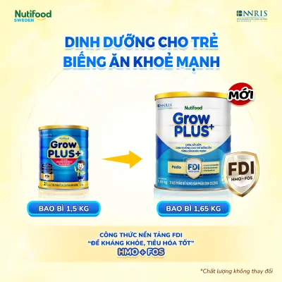 Combo 3 Sữa Bột Nutifood GrowPLUS+ Biếng Ăn (Xanh) 2+ - Hỗ Trợ Kích Thích Ngon Miệng Tăng Cân Khỏe Mạnh (3 Lon 165 Kg)