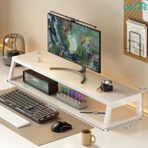 [OKLIFE. SG]Wooden Monitor Stand Ergonomic Computer Stand Wooden Monitor Riser with Storage Shelves for Home Office