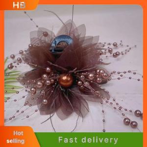 HB Fashion Mesh Flower Hair Claw Women Shark Ponytail Clip Headdress Temperament Pearl Tassels Headwear