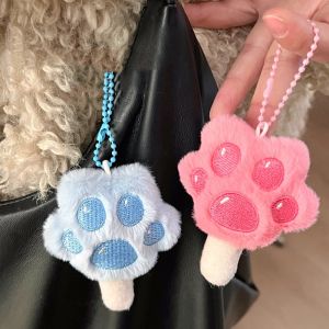 CILL Soft Stuffed Cat Paw Popsicle Keychain Fluffy Animal Kitten Plush Doll Keyring Bag Pendant Cute Car Key Pendant Friends Birthday Gifts