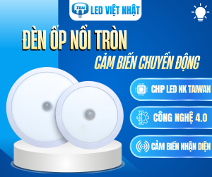 ĐÈN ỐP NỔI TRÒN CẢM BIẾN CHUYỂN ĐỘNG DẦY 3CM VIỆT NHẬT BH 2 NĂM