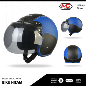 HELM BOGO ANAK PREMIUM 2 3 4 5 6 7 TAHUN FULL KULIT KACA CEMBUNG LAKI LAKI PEREMPUAN BIRU HITAM