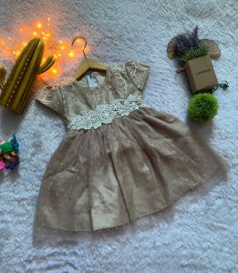 Gaun Pesta Anak Perempuan Lengan Penuh Motif Polkadot Warna Aqua/Magenta/Abu Tua/Abu Tua Muda