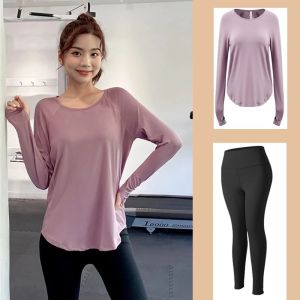 2In1 Women Workout Clothes 2Pcs Yoga Set Sports Tops and Pants High Waist Quick-Drying Breathable Fitness Outfit Suit Applicable To Leisure/Jogging/Training/Gym