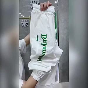 【Ship in 24H】运动裤女 冰丝 速干 pants for women with ice silk quick drying大码宽松冰丝休闲速干裤女胖妹妹200斤运动裤薄款刺绣九分哈伦裤