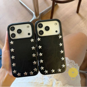 For iPhone 17 Pro Max Case TPU Silver Black 3D PU Phone Case For 16 15 14 13 Cover Aesthetic Korean Cute